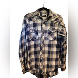 Vintage Extra Long Tails Plaid Pearl Snap Long Sleeve Wrangler